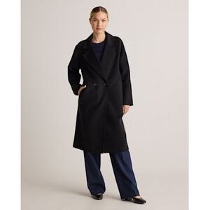 Quince Double-Faced Merino Wool Notched Lapel Coat Black Outerwear M